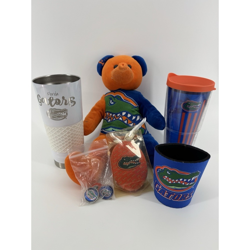 Florida Gators Fan Souvenirs Memorabilia Lot Bundle 2 Tumblers 1 Plush & More